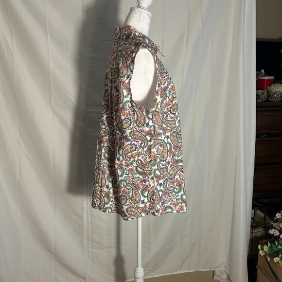 Chadwick's of Boston Size 18W Multi Color Paisley Sleeveless Button Front Shirt - Picture 3 of 5